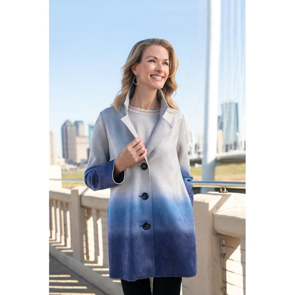 A la Carte Sz.S Blue Ombre Suede Like Jacket